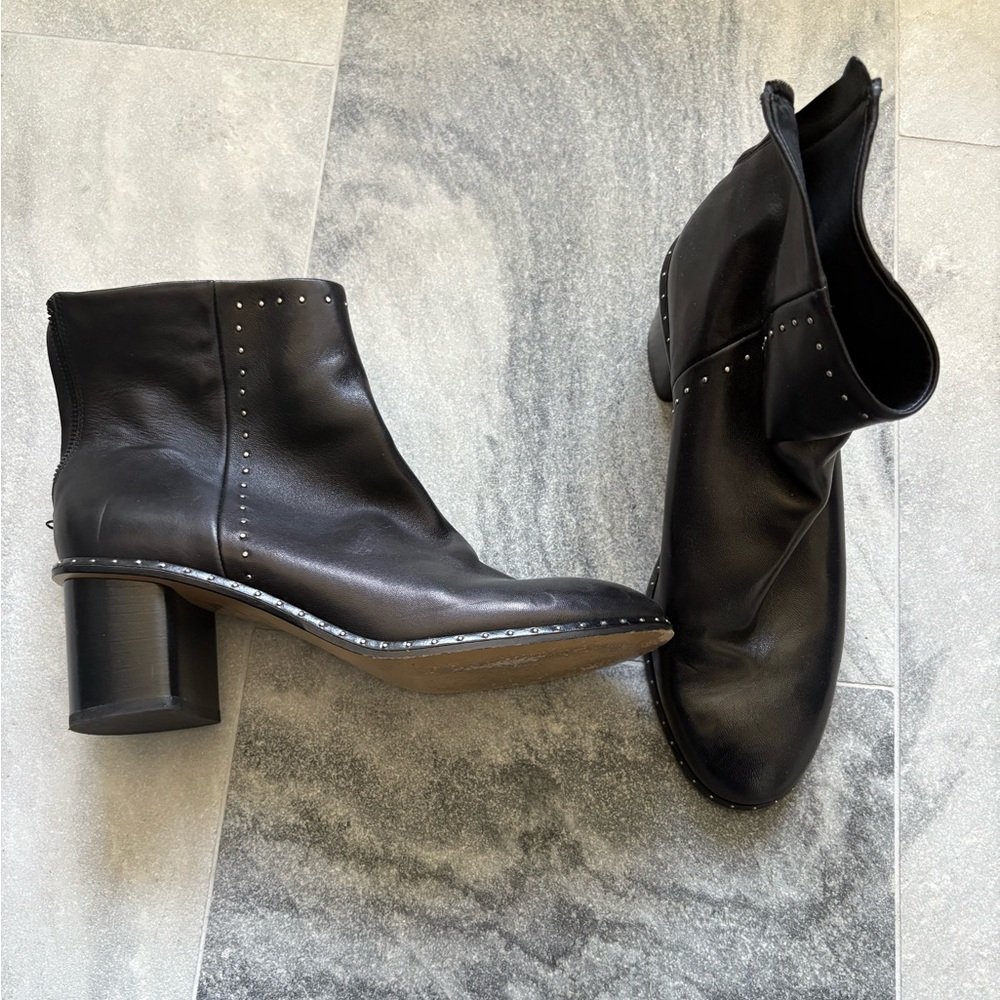 Black and silver Leather Ankle Boots by Rag & Bone